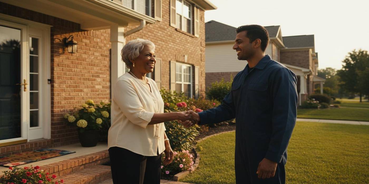 Bright Water Plumbing plumber meeting satisfied homeowner in Keswick Ontario